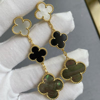 [Aethel]CLOVER 3 MOTIF MOP ONYX DARK MOP PINK GOLD EARRINGS
