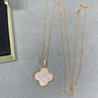 [Aethel]CLOVER 25MM LARGE PEDANT DIAMOND PAVED LONG NECKLACE
