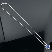 [Aethel]CLOVER PIETERSITE SILVER LONG NECKLACE