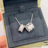 [Aethel]PERLEE DOUBLE PENDANT SILVER DIAMOND NECKLACE