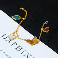 [Aethel]LUCKY SPRING 5 MOTIF GOLD BRACELET