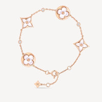 [Aethel]STAR AND SUN 4 MOTIF WHITE MOP PINK GOLD BRACELET