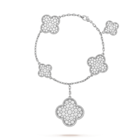 [Aethel]CLOVER 6 MOTIFS SILVER DIAMOND BRACELET