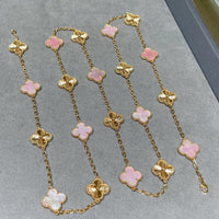 [Aethel]CLOVER 20 MOTIFS LASER PINK MOP NECKLACE
