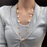 [Aethel]CLOVER 20 MOTIFS PINK MOP NECKLACE