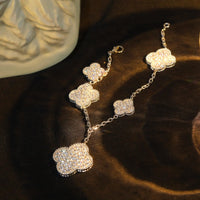 [Aethel]CLOVER BRACELET 5 MOTIF SILVER DIAMOND PAVED