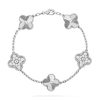 [Aethel]CLOVER 5 MOTIF SILVER DIAMOND BRACELET