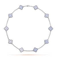 [Aethel]CLOVER 10 MOTIFS BLUE CHALCEDONY NECKLACE