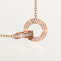 [Aethel]LOVE 7.6MM NECKLACE ROSE GOLD AND SILVER  FULL DIAMOND