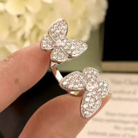 [Aethel]TWIN SILVER BUTTERFLY DIAMOND RING