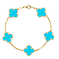 [Aethel]CLOVER 5 MOTIFS TURQUOISE BRACELET