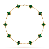[Aethel]CLOVER 10 MOTIFS MALACHITE NECKLACE