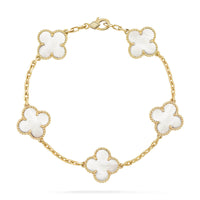 [Aethel]CLOVER  5 MOTIF WHITE MOP BRACELET