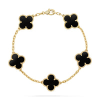 [Aethel]CLOVER  5 MOTIFS BLACK ONYX BRACELET