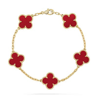 [Aethel]CLOVER 5 MOTIFS RED AGATE  BRACELET