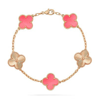 [Aethel]CLOVER BRACELET 5 MOTIF PINK AND PINK GOLD