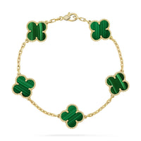 [Aethel]CLOVER 5 MOTIFS MALACHITE BRACELET
