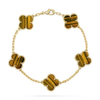[Aethel]CLOVER  5 MOTIFS TIGER EYE BRACELET