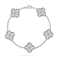 [Aethel]CLOVER 5 MOTIFS  DIAMOND BRACELET SILVER