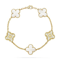 [Aethel]CLOVER BRACELET 5 MOTIF WHITE MOP DIAMOND