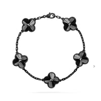 [Aethel]CLOVER 5 MOTIF BLACK BRACELET