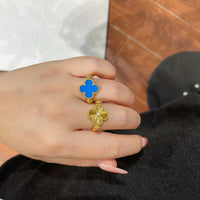 [Aethel]CLOVER RIVERSIBLE BLUE AGATE RING