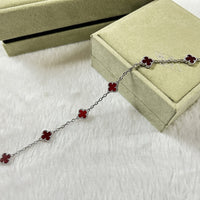 [Aethel]CLOVER 6 MOTIF RED AGATE BRACELET