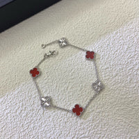 [Aethel]CLOVER 6 MOTIF RED AGATE LASER BRACELET