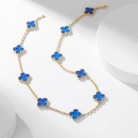 [Aethel]CLOVER 10 MOTIFS BLUE AGATE NECKLACE