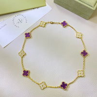 [Aethel]CLOVER 10 MOTIFS  PURPLE VIOLET DIAMOND NECKLACE