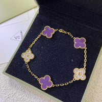[Aethel]CLOVER  5 MOTIFS  PURPLE VIOLET DIAMOND BRACELET