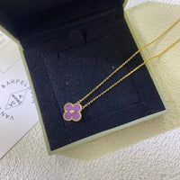 [Aethel]CLOVER 15MM DIAMOND  PURPLE VIOLET NECKLACE