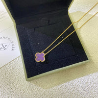 [Aethel]CLOVER 15MM  PURPLE VIOLET NECKLACE