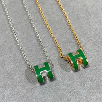 [Aethel]POP H GREEN NECKLACE SILVER AND GOLD