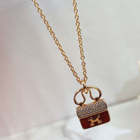 [Aethel]CONSTANCE RED PEDANT PINK GOLD NECKLACE