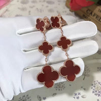 [Aethel]CLOVER 3 MOTIF CARNELIAN DROP EARRINGS