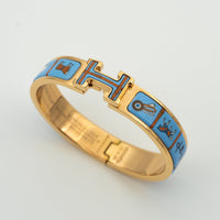 [Aethel]H PINK GOLD BRACELET BLUE CERAMIC