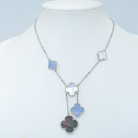 [Aethel]CLOVER MOP CHALCEDONY NECKLACE SILVER 6 MOTIF