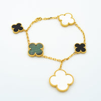 [Aethel]CLOVER BRACELET 5 MOTIFS ONYX MOP