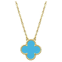 [Aethel]CLOVER 15MM VINTAGE TURQUOISE NECKLACE