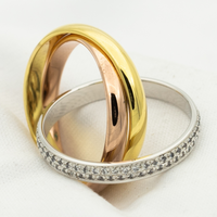 [Aethel]TRINITY RING GOLD PINK GOLD SILVER DIAMONDS