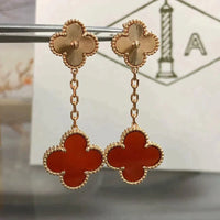 [Aethel]CLOVER 2 MOTIF  LASER CARNELIAN EARRINGS