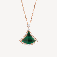 [Aethel]DREAM MALACHITE DIAMOND PAVED PINK GOLD NECKLACE