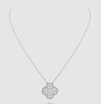 [Aethel]CLOVER 25MM LARGE PENDANT DIAMOND PAVED SILVER NECKLACE