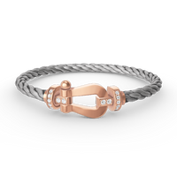 [Aethel]FORCE LARGE HORSESHOE HALF DIAMOND BRACELET ROSE GOLD