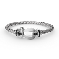 [Aethel]FORCE LARGE HORSESHOE BLACK DIAMOND BRACELET SILVER
