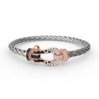 [Aethel]FORCE LARGE HORSESHOE BLACK WHITE DIAMOND BRACELET ROSE GOLD
