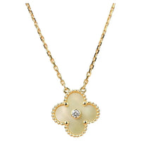 [Aethel]CLOVER 15MM DIAMOND GOLD MOTHER OF PEARL NECKLACE