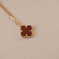 [Aethel]CLOVER MINI 9.5MM WHITE CARNELIANS NECKLACE