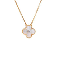 [Aethel]CLOVER 15MM DIAMOND WHITE FRITILLARIA NECKLACE